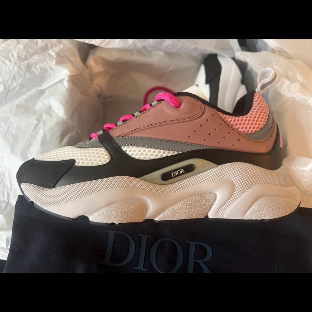 NWT Dior- Men’s B22 Pink & White Mesh w pink and white calfskin sneakers- 39 - Picture 2 of 6